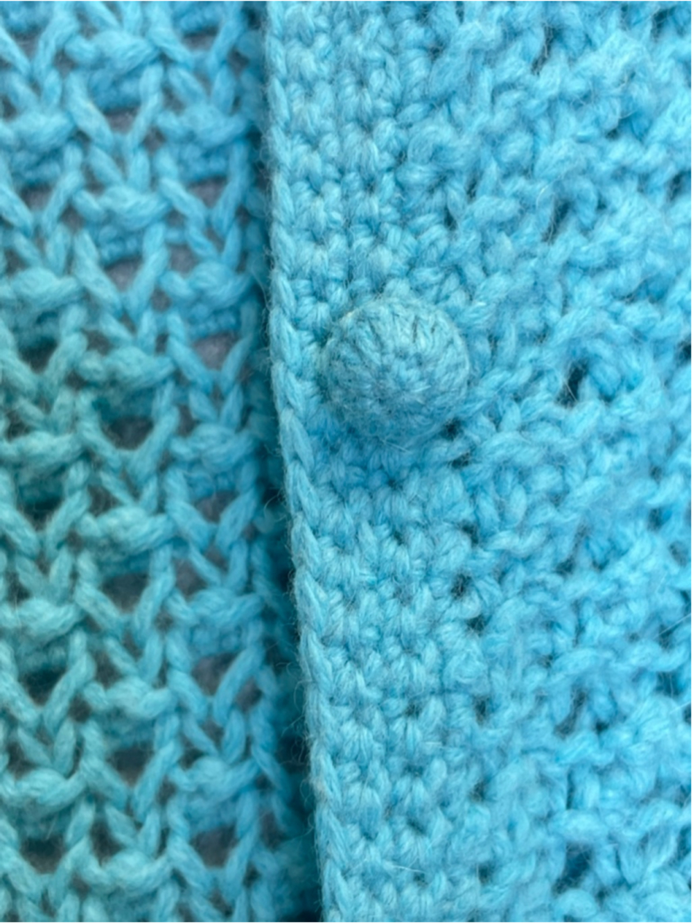 L.L.Bean Blue Open Knit Wool Angora Cardigan Sweater L - Picture 7 of 10